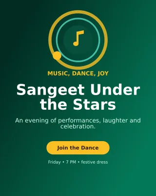 Orbit Sangeet Night Invitation — editable black wedding template, instagram portrait