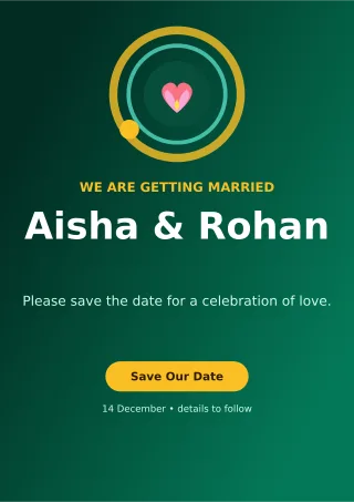 Orbit Save the Date Ceremony Poster — editable black wedding template, a4 print