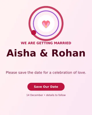Orbit Save the Date Invitation — editable white wedding template, instagram portrait