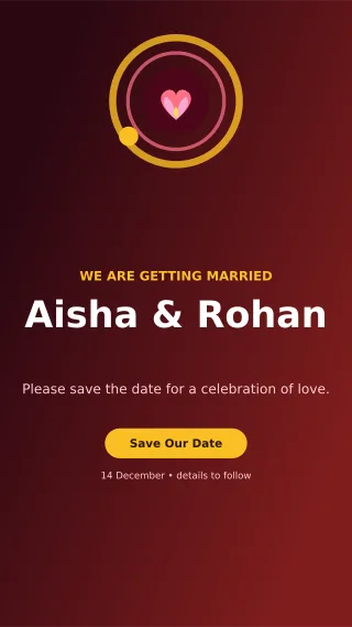 Orbit Save the Date Mobile Invite — editable black wedding template, story / reel