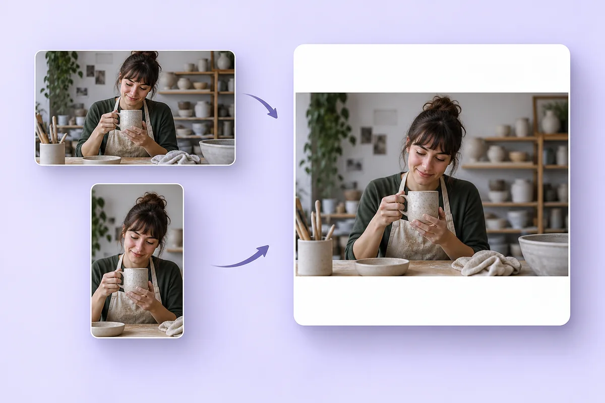 Illustration of a ceramic product video in landscape, portrait, and square compositions.